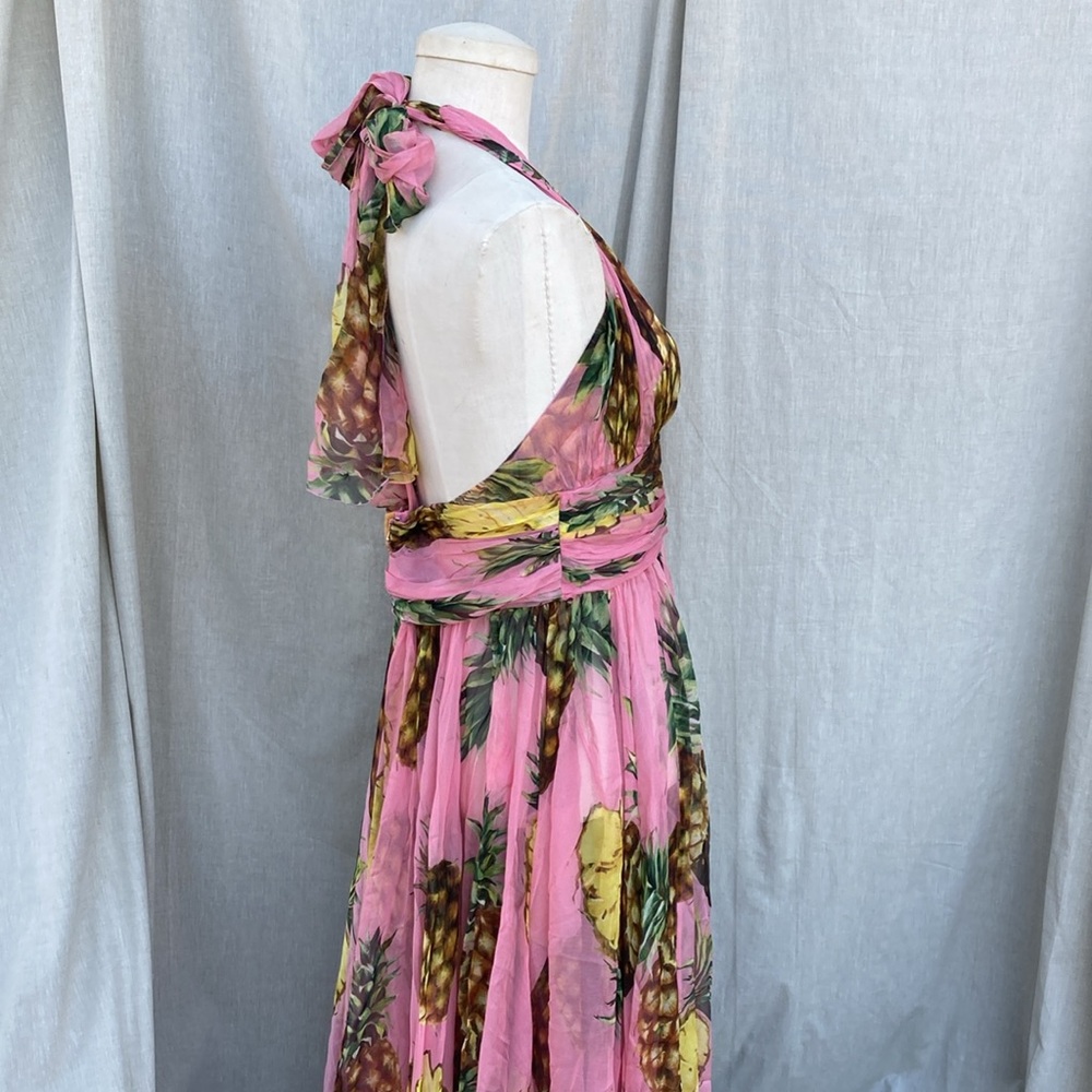 Dolce Gabbana silk chiffon halter dress 48 12 - Picture 3 of 5
